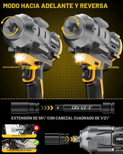 Miniatura 6 de Llave de impacto inalámbrica para batería DeWALT de 20 V MAX, 1500 Nm (1106 pies-libras) pistola de impacto sin escobillas de 1/2 pulgada, luz