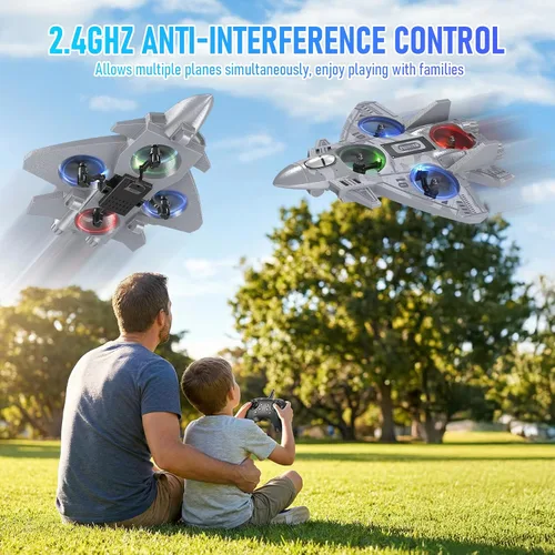 Miniatura 3 de Avión de control remoto RC Drone para niños a partir de 8 años, aviones RC de espuma para adultos y niños, juguete de avión de combate con luces