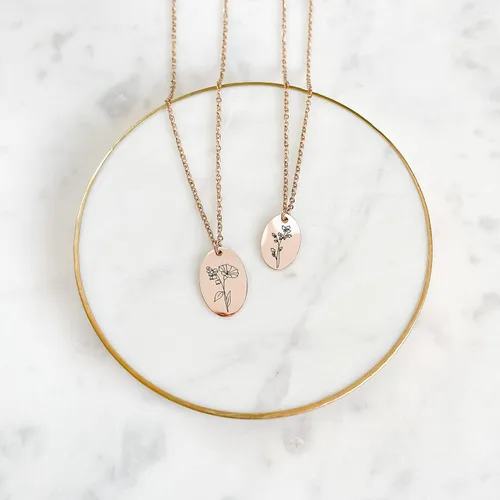Miniatura 7 de Collar personalizado con nombre de flor de nacimiento para el día de la madre, chapado en oro de 18 quilates, collar de flores delicadas, joyería