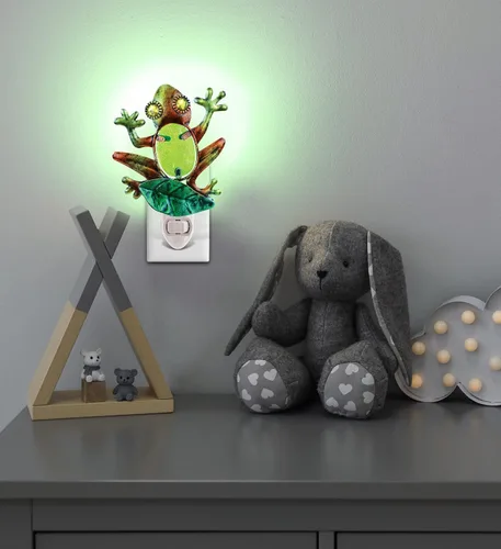 Miniatura 7 de Puzzled Lámpara de luz nocturna de rana – Luz nocturna enchufable con interruptor de encendido y apagado, lámpara de animales de bajo consumo