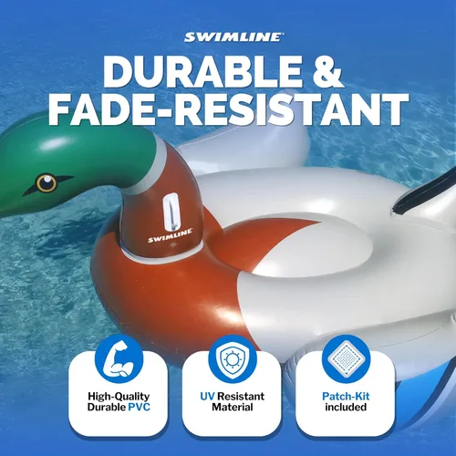 Miniatura 2 de SWIMLINE Flotador Original 90621 de Cisne Inflable Gigante para Piscina Flotador Montable de Descanso con Patas Estables Alas Grande Montable