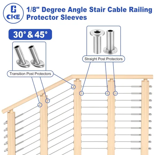 Miniatura 6 de CKE Paquete de 80 fundas protectoras de acero inoxidable T316 para barandillas de cable de cuerda de alambre de 1/8 pulgadas, fundas protectoras
