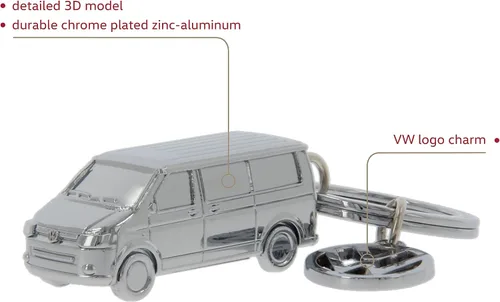 Miniatura 19 de BRISA VW T5/T6 Bus Campervan - Colgante con llavero 3D con dije VW, idea de regalo para los fanáticos de Volkswagen (cromado, esmaltado), Negro