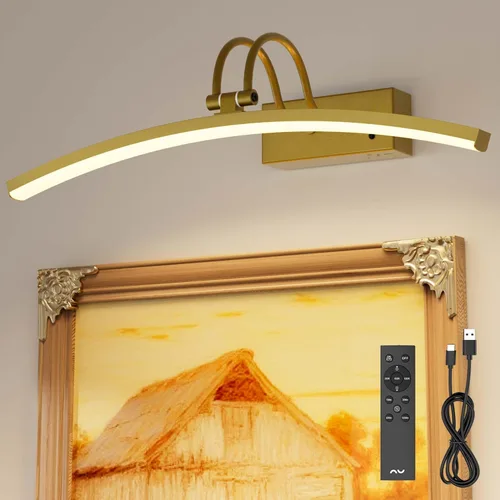 Miniatura 10 de PAIHOME Luces para fotos en la pared, luz magnética recargable con sensor de movimiento inteligente, control remoto regulable y temporizador
