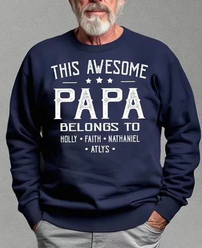 Miniatura 5 de IZI POD This Awesome Dad Belongs to Shirt - Camisa personalizada para papá con nombre del niño - Regalos de cumpleaños - Camisas de papá para hombre