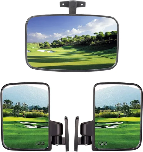 10L0L Juego de espejos para carrito de golf, espejos laterales y espejo retrovisor panorámico grande Radian extra ancho para EZGO Yamaha Club Car