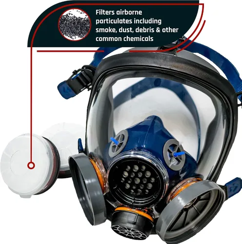 Miniatura 7 de Parcil Distribution Full Face Respirator Mask - Air Purifying, Organic Vapor & Particulate - Industrial Use - CE Tested Pd-100 Azul Ártico
