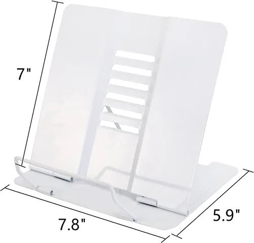 Miniatura 2 de Dicunoy Juego de 2 soportes de metal para libros de escritorio, soporte ajustable para libros, soportes resistentes para recetas, libros de texto