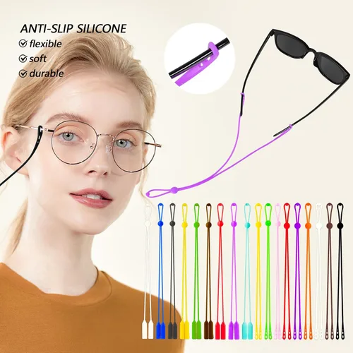 Miniatura 6 de BILIONE 6 correas ajustables para gafas, soporte de silicona antideslizante para gafas para mujeres y hombres, correa para gafas deportivas