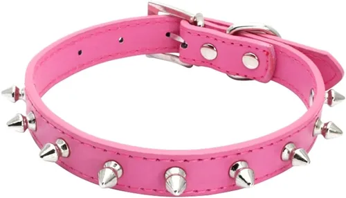 Miniatura 9 de Collar de perro con pinchos para perros pequeños, remache de hongos, piel sintética suave, collar con tachuelas para gato, collar ajustable