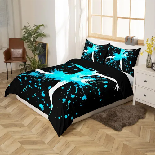 Miniatura 2 de Erosebridal Juego de ropa de cama de gimnasia para niñas, niños, adolescentes, teñido anudado azul, tamaño matrimonial, funda de edredón