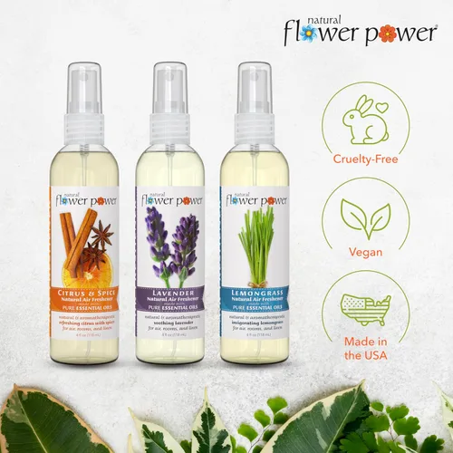 Miniatura 6 de Natural Flower Power Ambientador en aerosol – Eliminador de olores con aceites esenciales para el hogar, automóvil y tela – Libre de crueldad animal