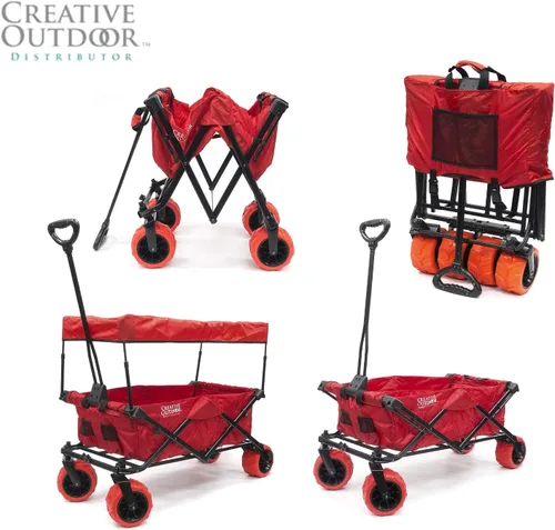 Miniatura 2 de Cochecito creativo al aire libre para niños, capacidad de peso de 150 libras, carrito plegable todo terreno con toldo para carga, playa, parque