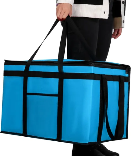 Miniatura 31 de musbus - Paquete de 2 bolsas de compra aislantes XL, rojas, reutilizables, de alta resistencia, con cierre, plegables, para compras, para coche