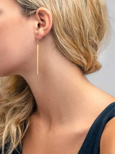 Miniatura 6 de Aretes largos de oro de 18 quilates con barra vertical, aretes de barra circular, joyería geométrica para mujeres y niñas