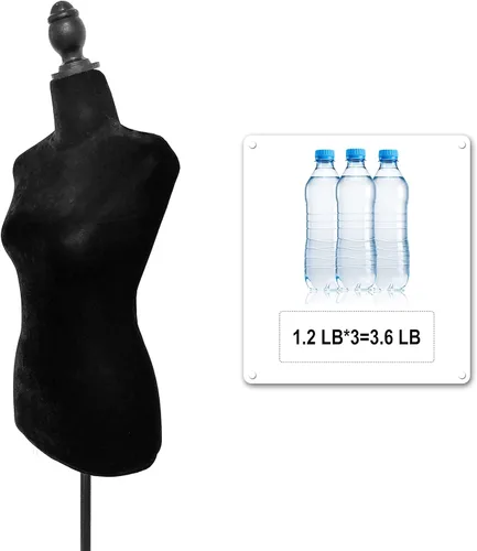 Miniatura 5 de SHAREWIN Maniquí femenino con torso para vestidos, cuerpo negro con soporte de trípode ajustable para exhibir joyería