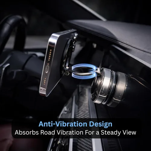 Miniatura 5 de GraviX Soporte magnético para teléfono de coche para MagSafe, potente imán, fuerte succión, brazo antivibración, tablero ajustable de 360° y soporte
