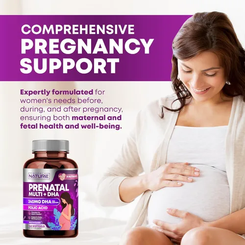 Miniatura 4 de Vitaminas prenatales para mujeres - Multivitamínico con DHA, ácido fólico, vitamina C, B12, hierro y Omega-3 - Suplemento antes, durante y después
