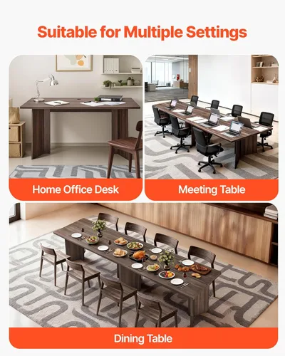 Miniatura 7 de VEVOR Escritorio ejecutivo de 63 pulgadas, mesa de oficina rectangular grande y moderna, mesa ejecutiva de madera resistente con orificio de Nogal