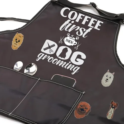 Miniatura 3 de JXGZSO Delantal de aseo para perros, regalos de peluquería para perros, regalos para estilista de perros, primer delantal de café, delantal de aseo