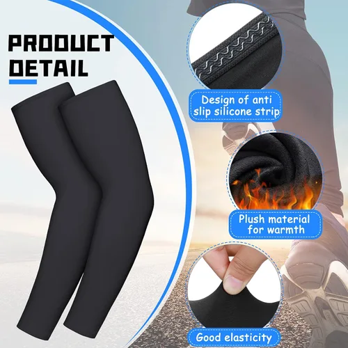 Miniatura 21 de 4 piezas de manga térmica de compresión para hombres y mujeres, actividades al aire libre de invierno, ciclismo, baloncesto, correr