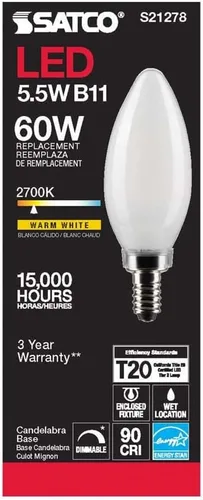 Miniatura 5 de Satco S21278 5.5B11/LED/927/FR/120V/E12-paquete de 6
