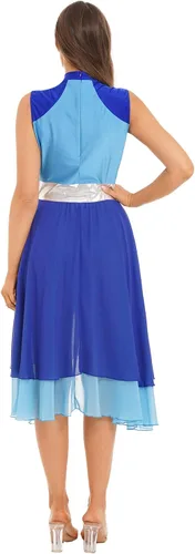 Miniatura 2 de TiaoBug Women's Adult Color Block Lyrical Praise Dance Dress Modern Contemporary Workship Dance Costume