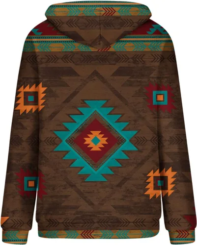 Miniatura 29 de Sudaderas con capucha azteca occidental para mujer, sudaderas de manga larga con gráficos vintage, camisetas de vaquera, ropa 2023