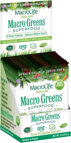Miniatura 2 de MacroLife Naturals Macro Greens Powder 38 Superfood probiótico, antioxidante, enzima y suplemento herbal, inmunidad natural, energía