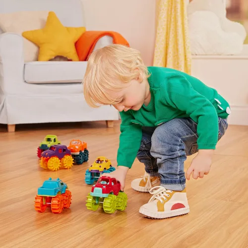 Miniatura 2 de Battat Coches de juguete de plástico - Paquete de 6 y bolsa de almacenamiento - Camiones coloridos para niños pequeños - Fácil de limpiar - Más de 2