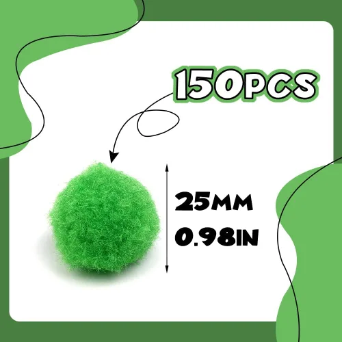 Miniatura 2 de 150 piezas de pompones, pompones de 1 pulgada verdes para manualidades, pompones esponjosos de 1 pulgada para decoraciones de Pascua, pequeños