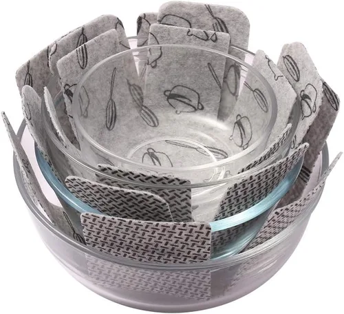 Miniatura 9 de BYKITCHEN Protectores de ollas y sartenes para apilar, juego de 9 y 3 tamaños, separadores de sartenes de fieltro para ahorrar espacio, protectores