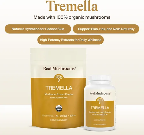 Miniatura 3 de Real Mushrooms Tremella - Extracto de hongo de 120 unidades para rutina diaria de bienestar, vegano, sin OMG, suplementos orgánicos, suplemento