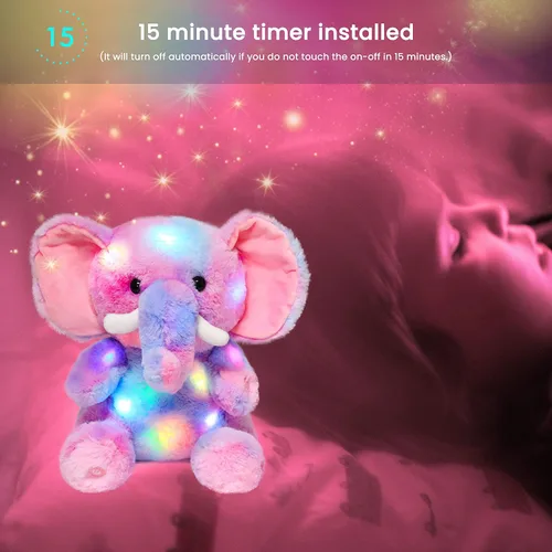 Miniatura 6 de Hopearl Elefante de Peluche LED con Iluminación Colorida Animal de Peluche Elephish Flexible Luces Nocturnas que Brillan en la Oscuridad Cumpleaños