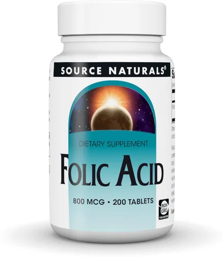 SOURCE NATURALS Tableta de ácido fólico de 800 Mcg, 200 unidades