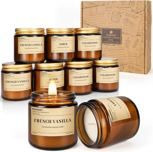 Miniatura 13 de Fissiworx Juego de 2 velas perfumadas de lavanda, cera de soja natural vertida a mano, 60 horas de combustión de larga duración, relaja y alivia