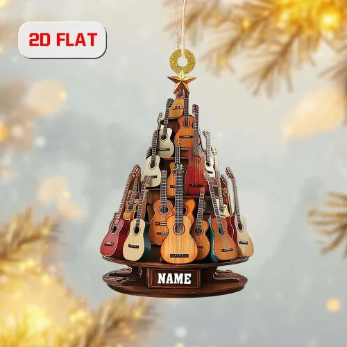 Miniatura 2 de Adorno de guitarra personalizado 2025, adorno de Navidad de guitarra acústica con nombre personalizado, regalo para guitarristas y amantes