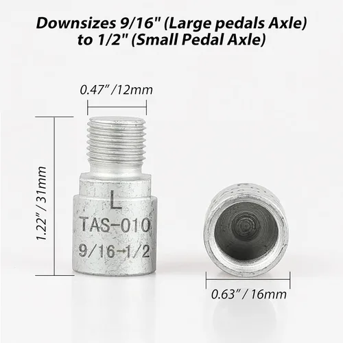 Miniatura 3 de Hikenture Adaptador de pedal de bicicleta 9/16 "a 1/2" Pedales de bicicleta Acero al molibdeno cromado (par)