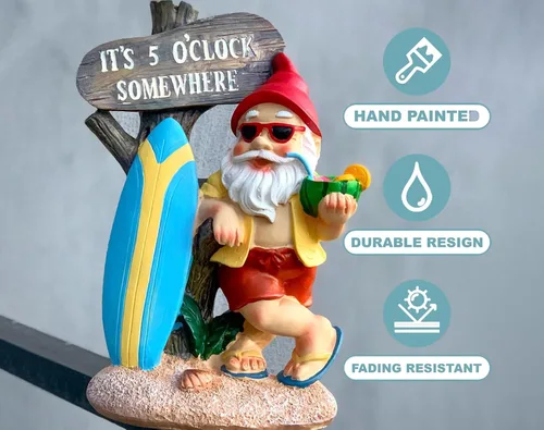 Miniatura 2 de Gnomos divertidos de jardín, gnomos de jardín para exteriores, decoraciones de gnomos para patio (estatua de gnomo de playa para jardín)