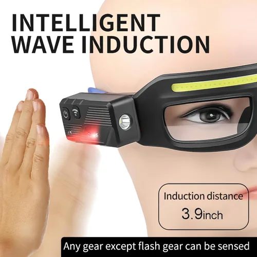 Miniatura 6 de Lentes LED recargables para faros delanteros con sensor de movimiento y control táctil, 5 modos de iluminación USB C para correr, acampar, pescar
