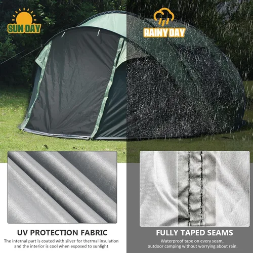 Miniatura 4 de Tienda de campaña desplegable para camping, tienda de campaña para 4 personas con almacenamiento adicional, protección UV, impermeable, costuras