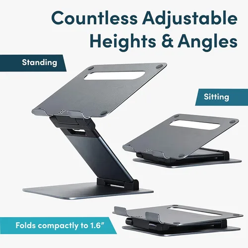 Miniatura 3 de Lifelong Soporte ergonómico ajustable para laptop para escritorio, altura de hasta 20 pulgadas, soporte elevador portátil para computadora portátil