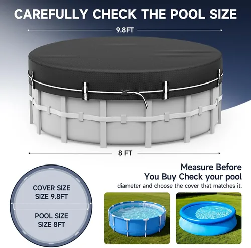Miniatura 2 de LXKCKJ Cubiertas redondas de piscina de 8 pies para piscinas sobre el suelo, cubierta solar 420D con accesorios para clavos de tierra, cubiertas
