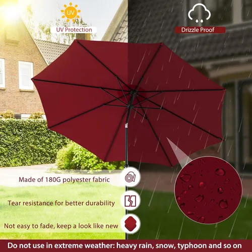 Miniatura 3 de Tangkula Sombrilla solar de 10 pies, sombrilla de patio con 112 luces LED, sombrilla de mercado de mesa al aire libre con mango de elevación