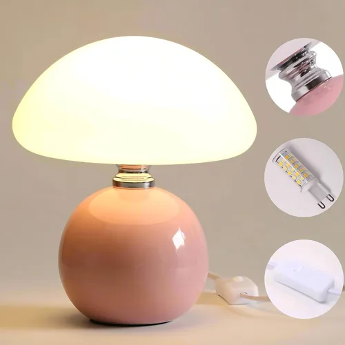 Miniatura 6 de Lámpara de hongo para dormitorio, sala de estar, lámparas de mesa de hongos para mesitas de noche, lámpara de mesa pequeña de escritorio de 3