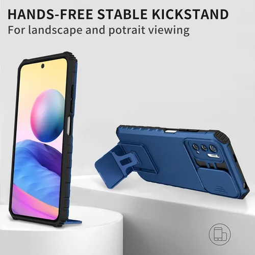 Miniatura 5 de Asuwish Funda de teléfono para Xiaomi Redmi Note 10 5G con protector de pantalla de vidrio templado y cubierta de cámara deslizante Soporte Soporte