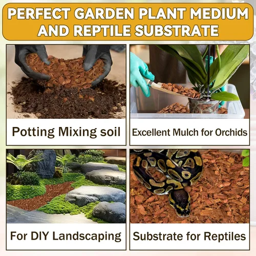 Miniatura 4 de Zeedix Paquete de 2 chips de cáscara de coco para plantas, mantillo de chips de coco 100% orgánico con bajo equilibrio de EC y PH, multiuso