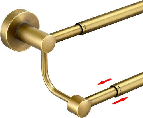 BESy Toallero de baño doble ajustable de 16 a 26 pulgadas para baño, soporte de toalla de acero inoxidable SUS304, soporte de pared estilo hotel con