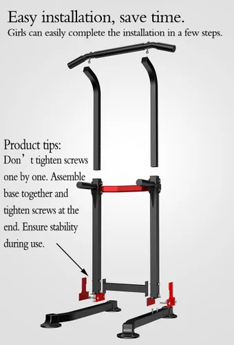 Miniatura 3 de Torre de Potencia con Estación de Fondo y Barra de Dominadas - Equipo de Gimnasio para el Hogar Multiusos con Altura Ajustable y Almohadillas Negro