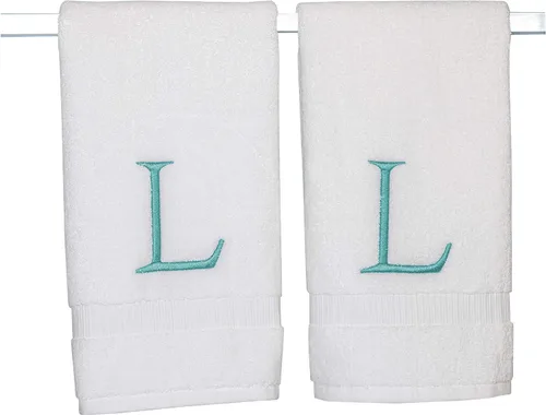 Miniatura 68 de Toalla de mano con inicial beige para baño, toalla bordada decorativa de calidad de hotel de lujo con monograma para tocador, spa, certificado